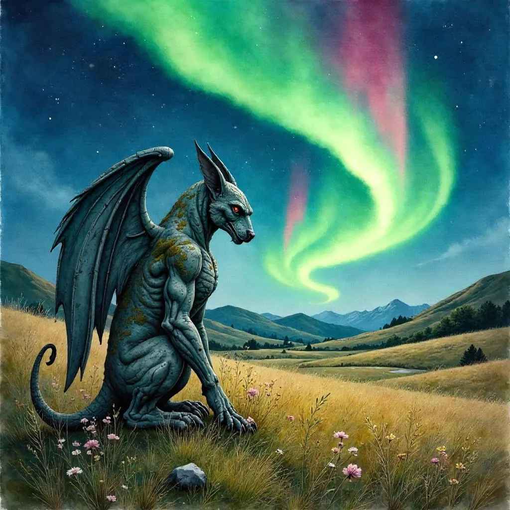 Gargoyle in Aurora Fields