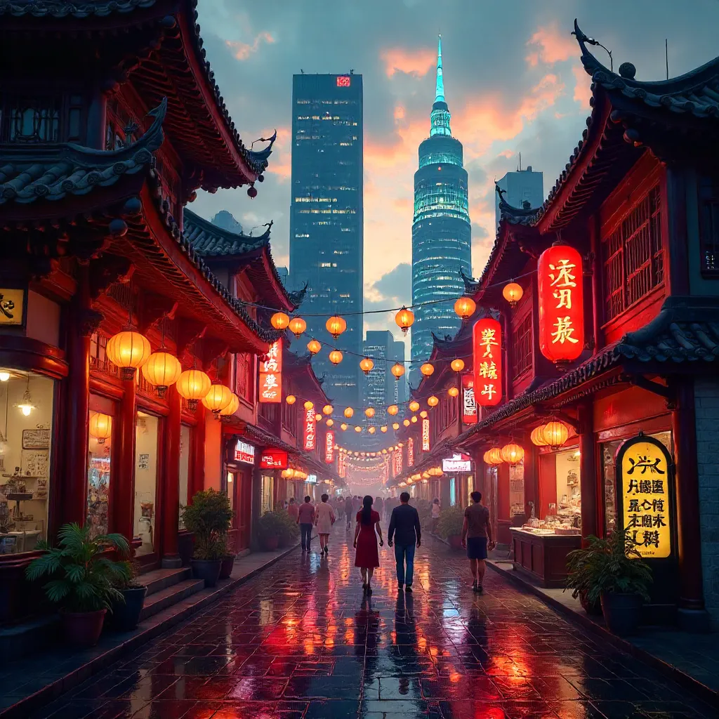 Glimpse of Traditional vs Modern Chinatown Architecture