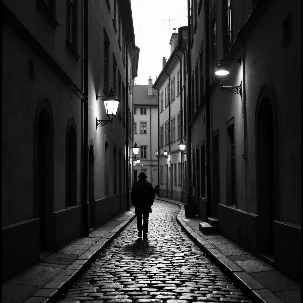 Silhouette in Gamla Stan on a Narrow Street