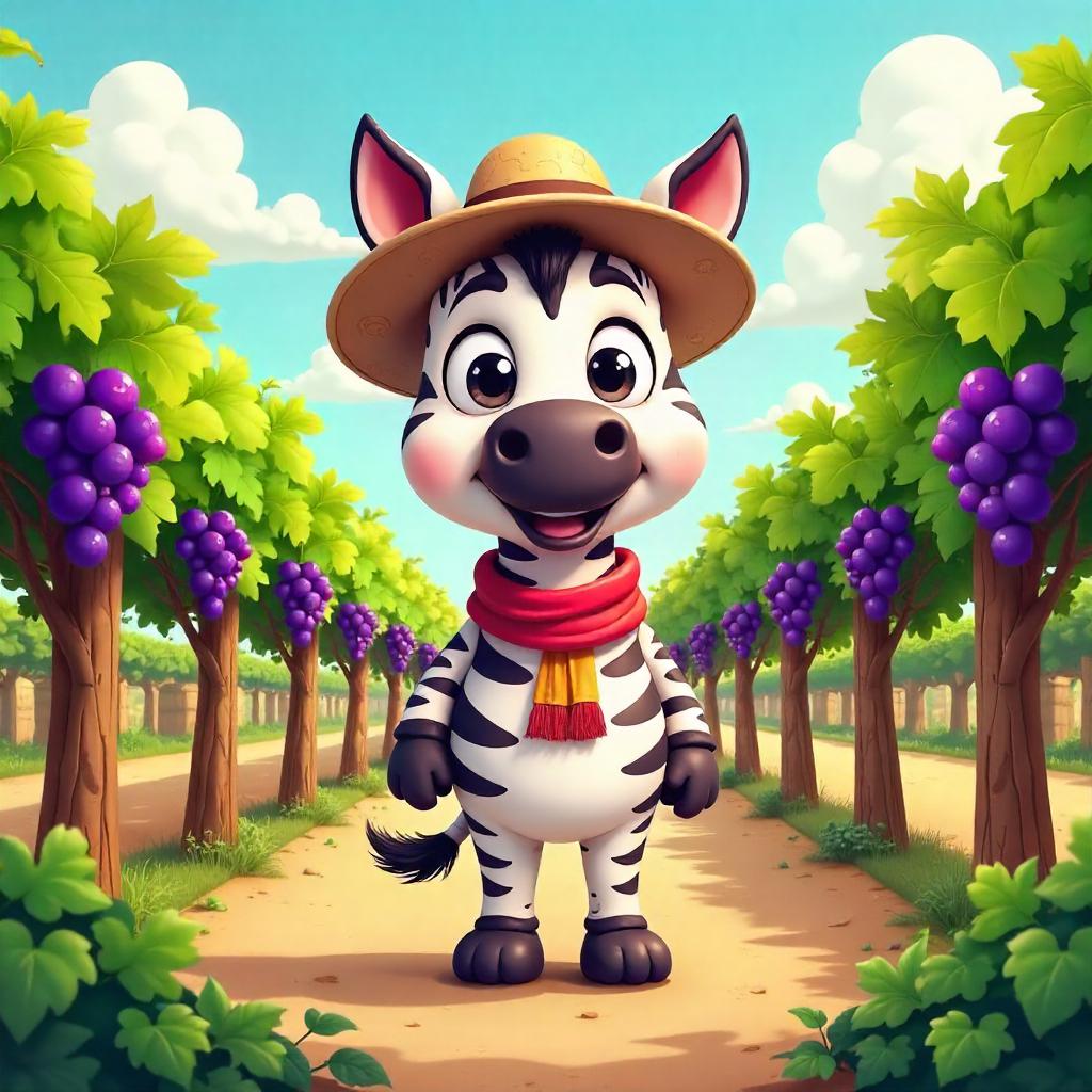 Zany Zebra in a Sunny Vineyard
