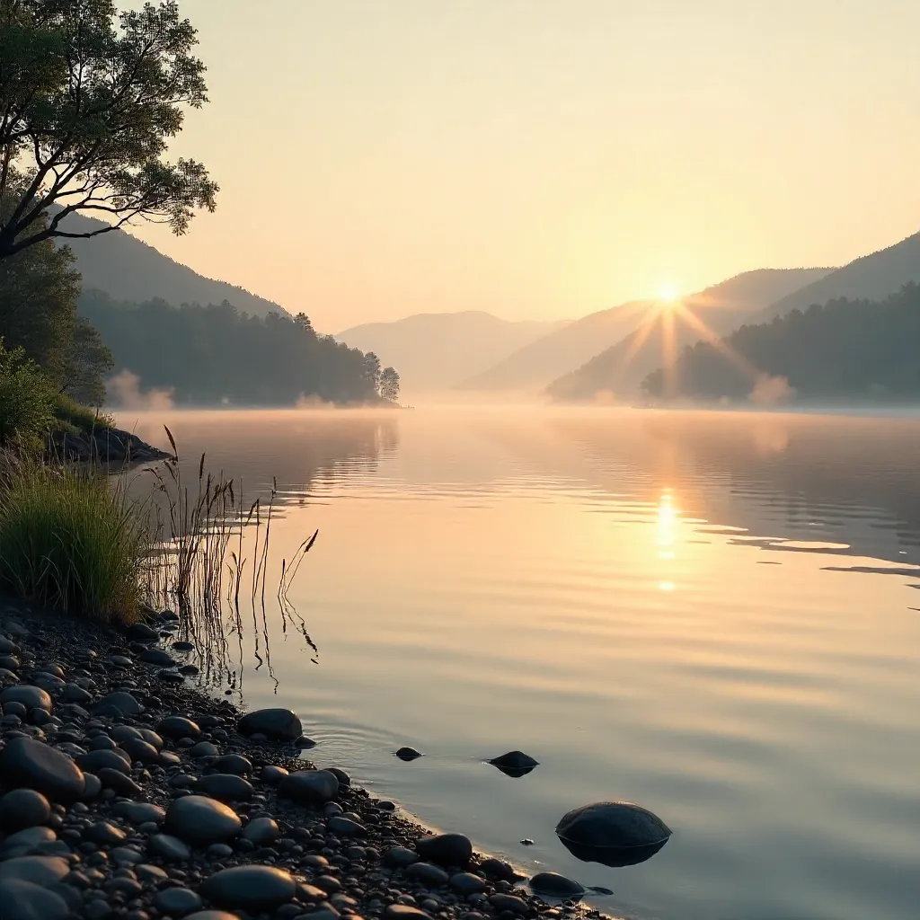 Sunlit Sparkles on a Serene Water Surface