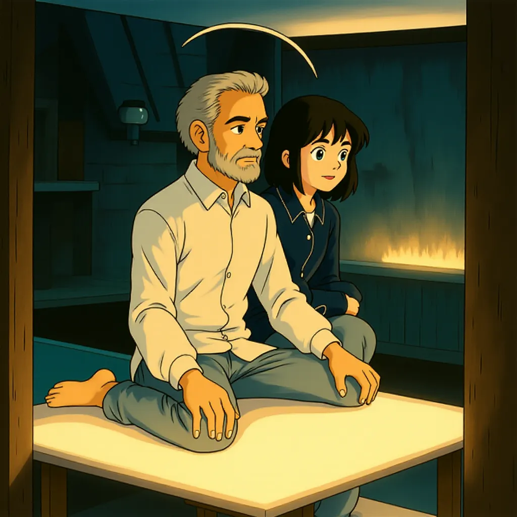 Jeff Bridges and Olivia Wilde in Tron: Legacy (2010) - Anime style