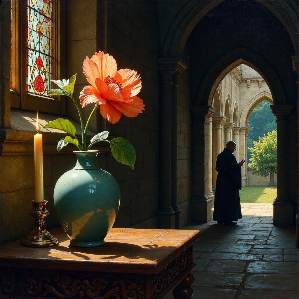 Monastic Flower: An Oil Painting in the Cloister