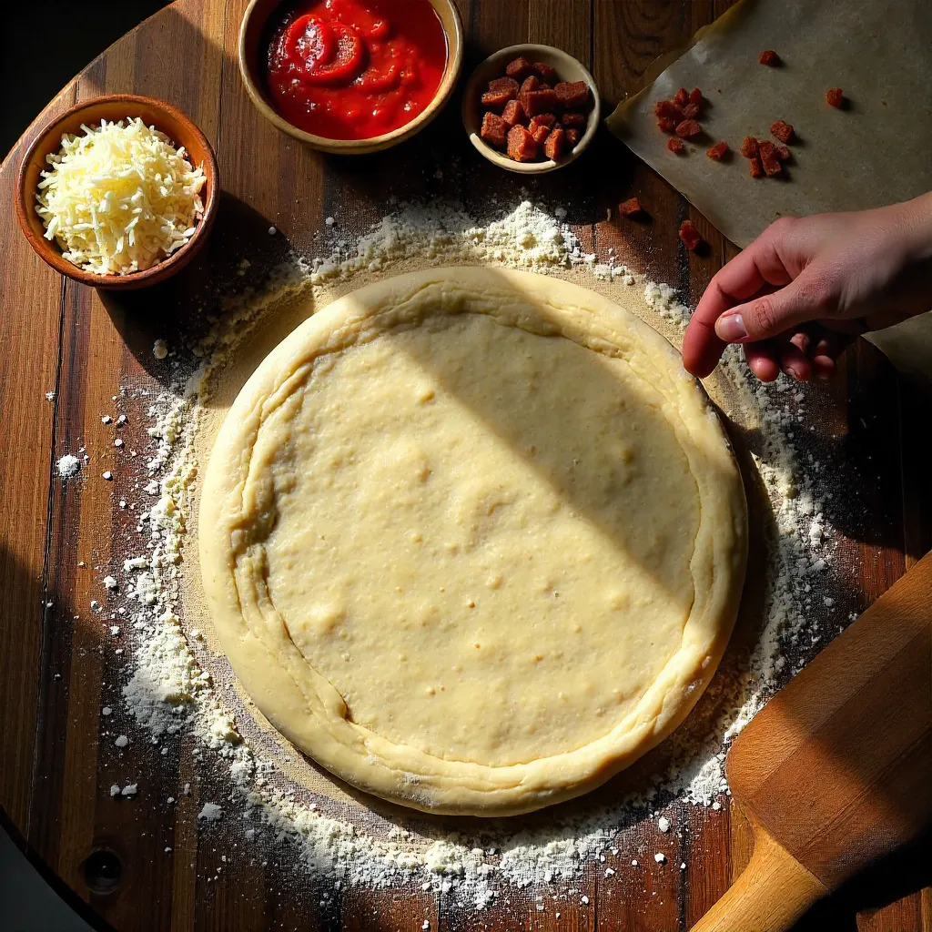 Fresh Pizza Dough: Sauce, Cheese & Meat Toppings