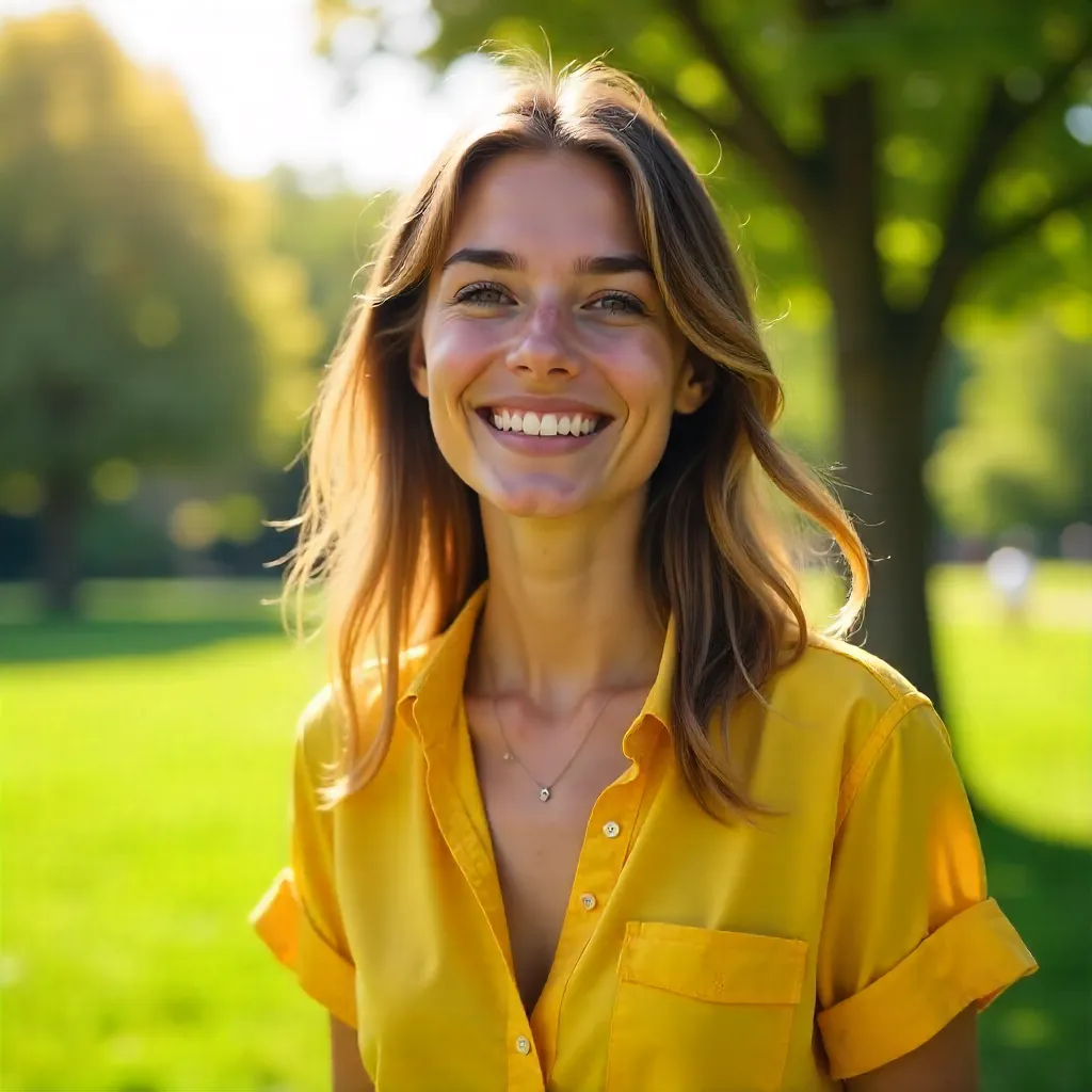 Sunlit Smile in a Yellow Shirt