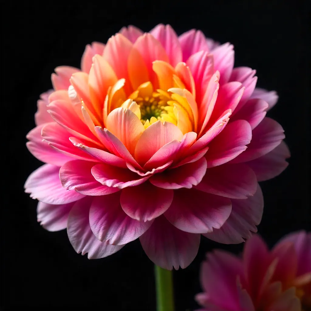 Macro Close-Up: Colorful Ranunculus on Black