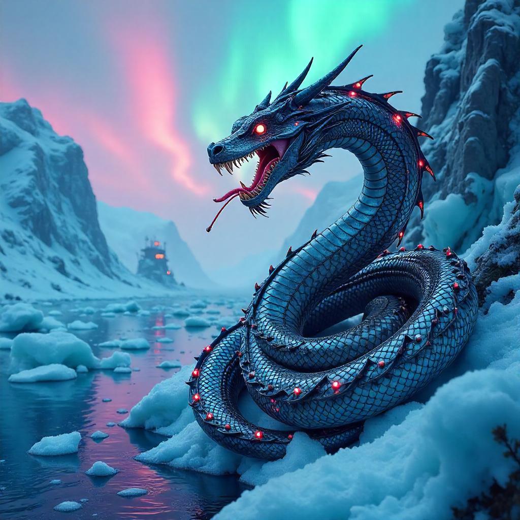Hydra Cyberpunk on a Neon Glacier