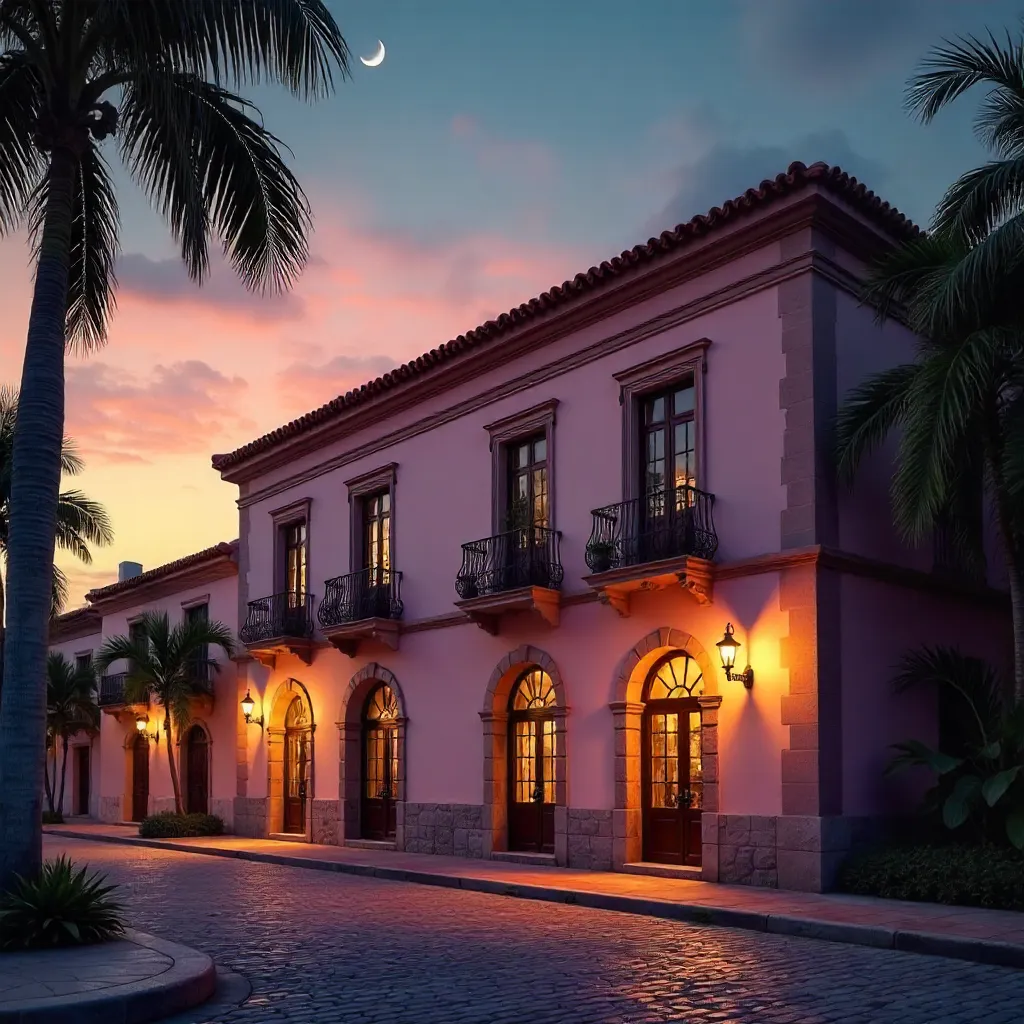 Crescent Moon Over Merida's Twilight Skyline