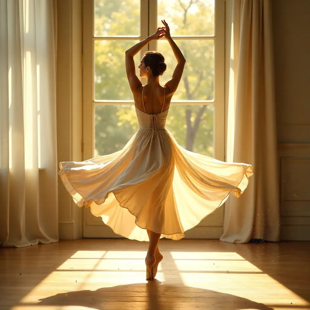 Sunlit Studio Dance: Fluid Grace in Light