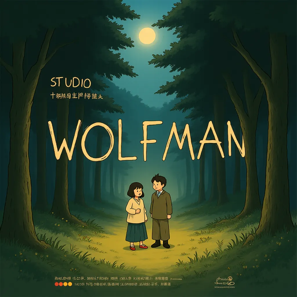 Matilda Firth and Julia Garner in Wolf Man (2025) - Ghibli style
