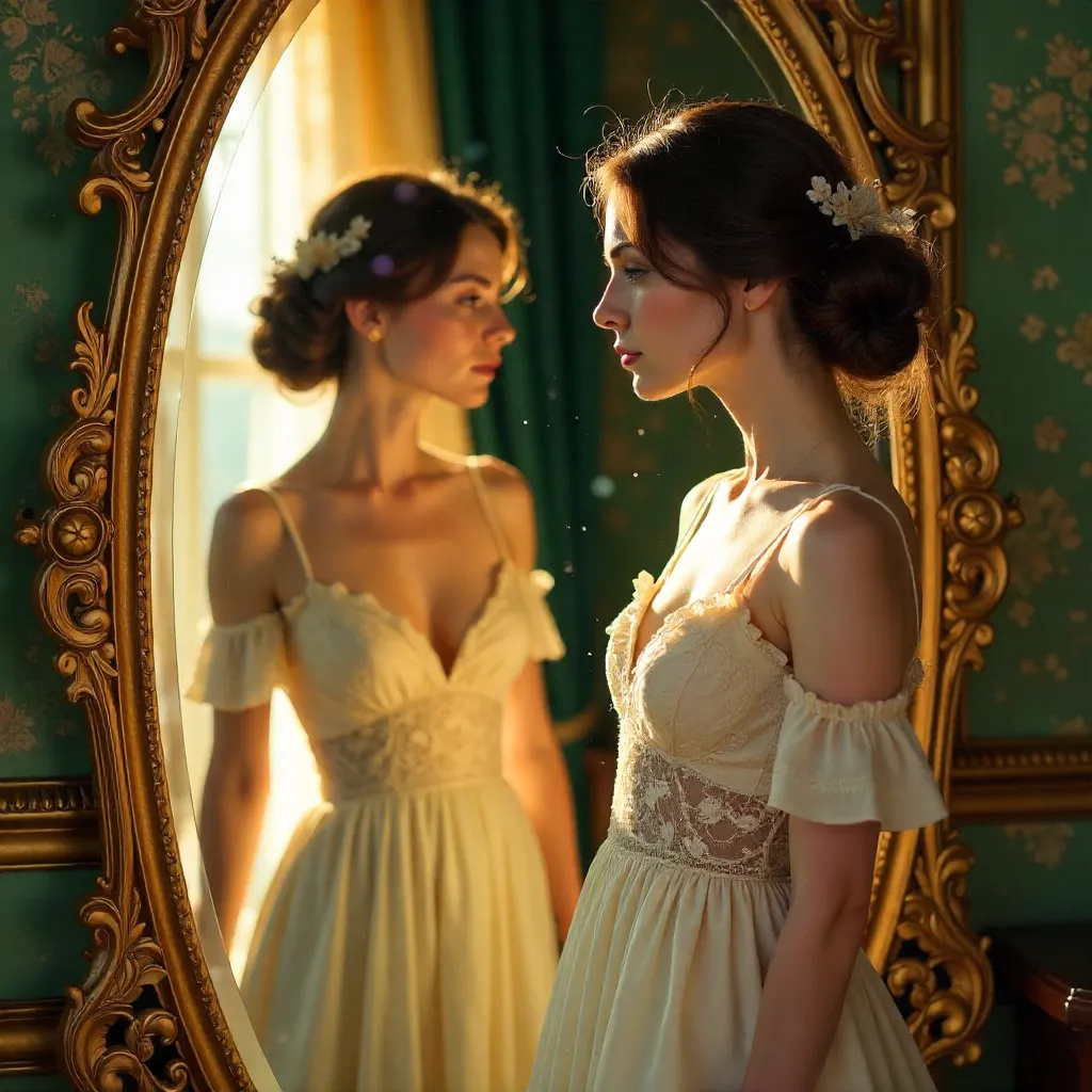 Dreamy Vintage Reflection in a Gold Frame
