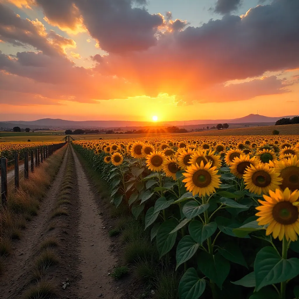 Sunset Over Balıkesir Sunflower Field