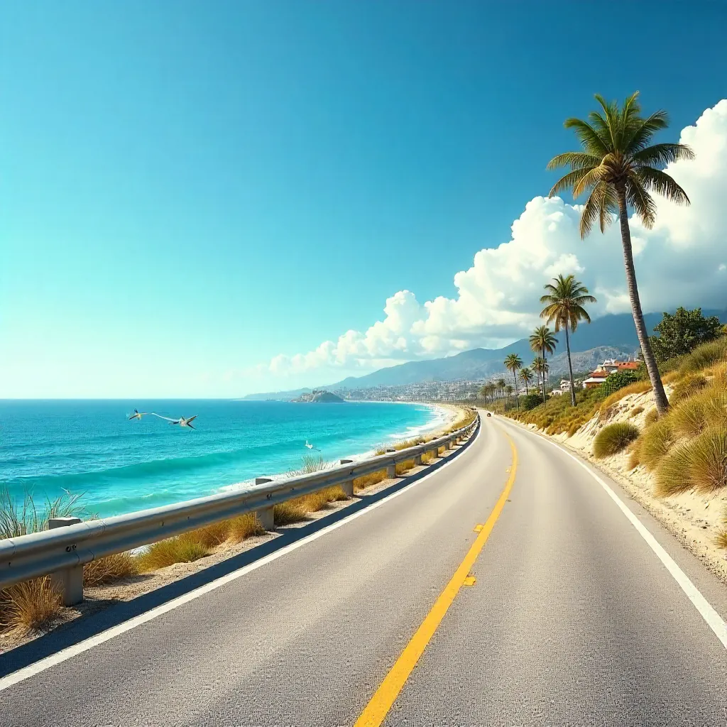 Peaceful Coastal Road with Ocean View