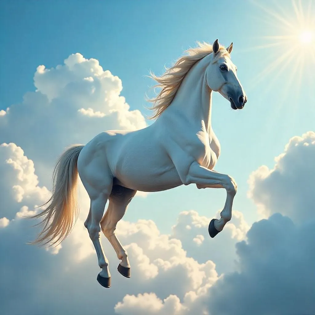 Photorealistic Horse Floating Among Clouds