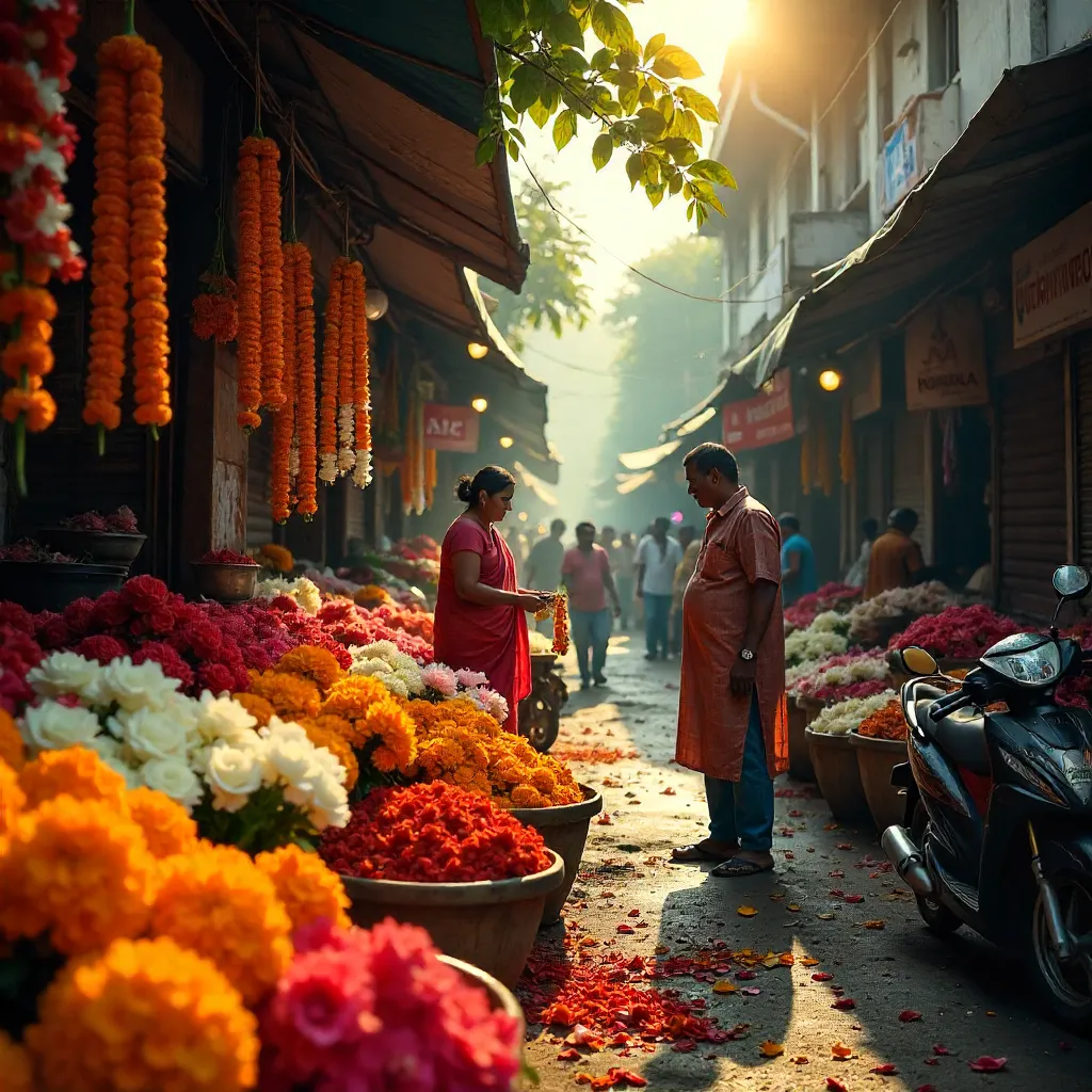 Vibrant Colors at Bengaluru's Flower Market