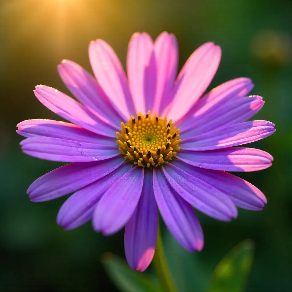 Sunlit Close-Up Purple Aster Bloom