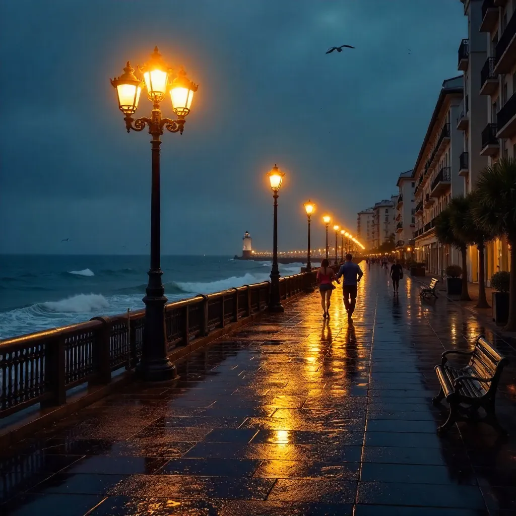Peaceful Night on Mar del Plata Promenade