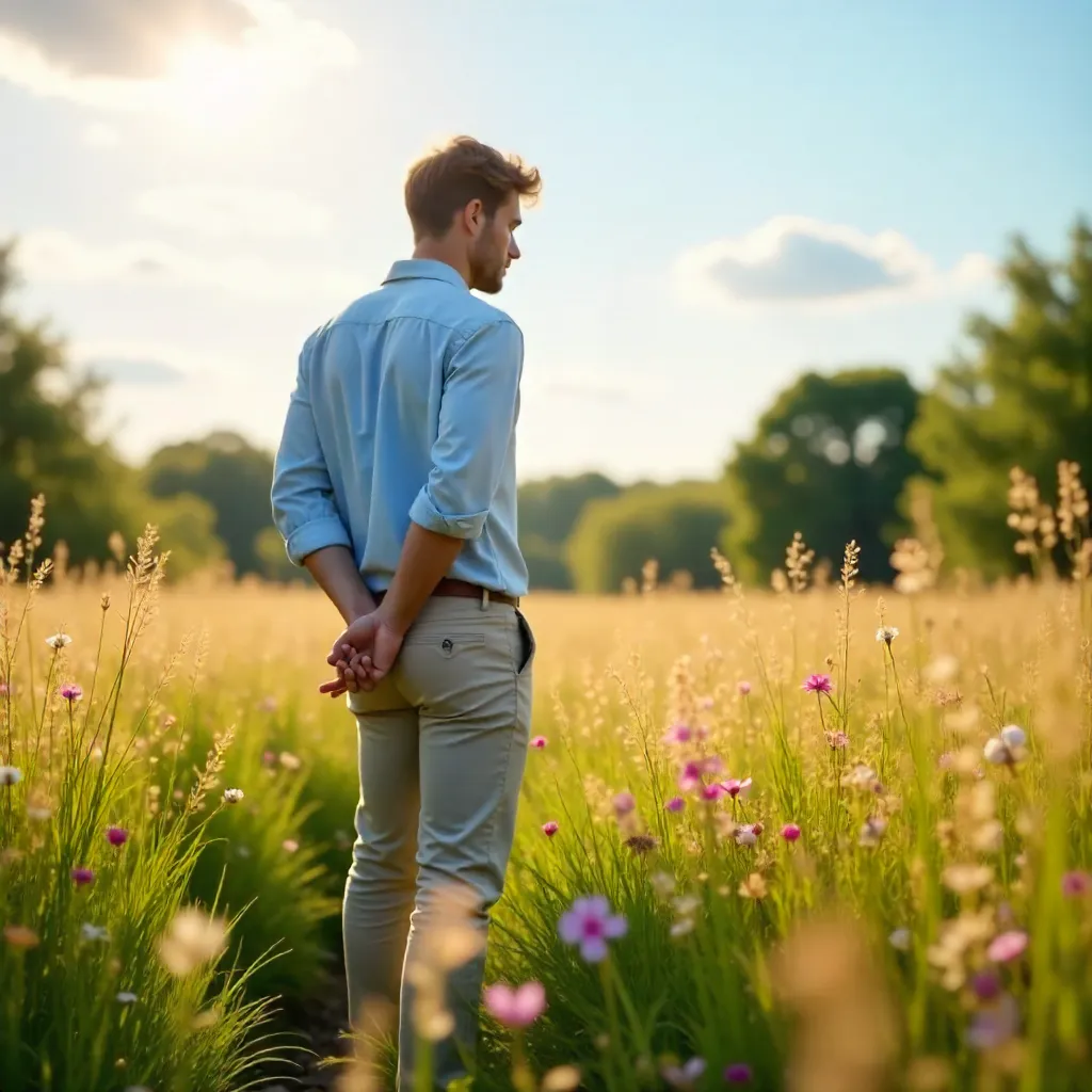 Secret bouquet in a sunlit summer meadow