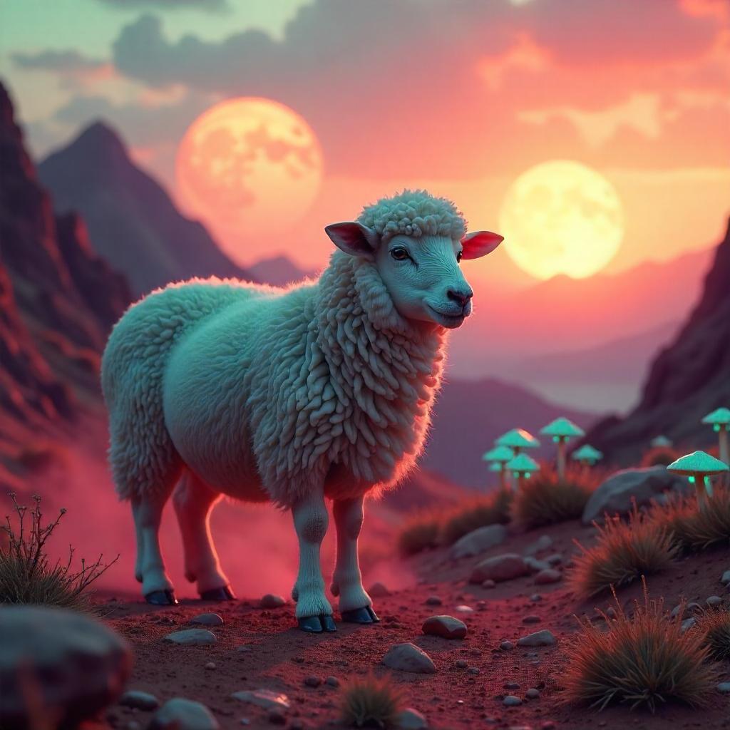 Photorealistic Sheep on an Alien Planet