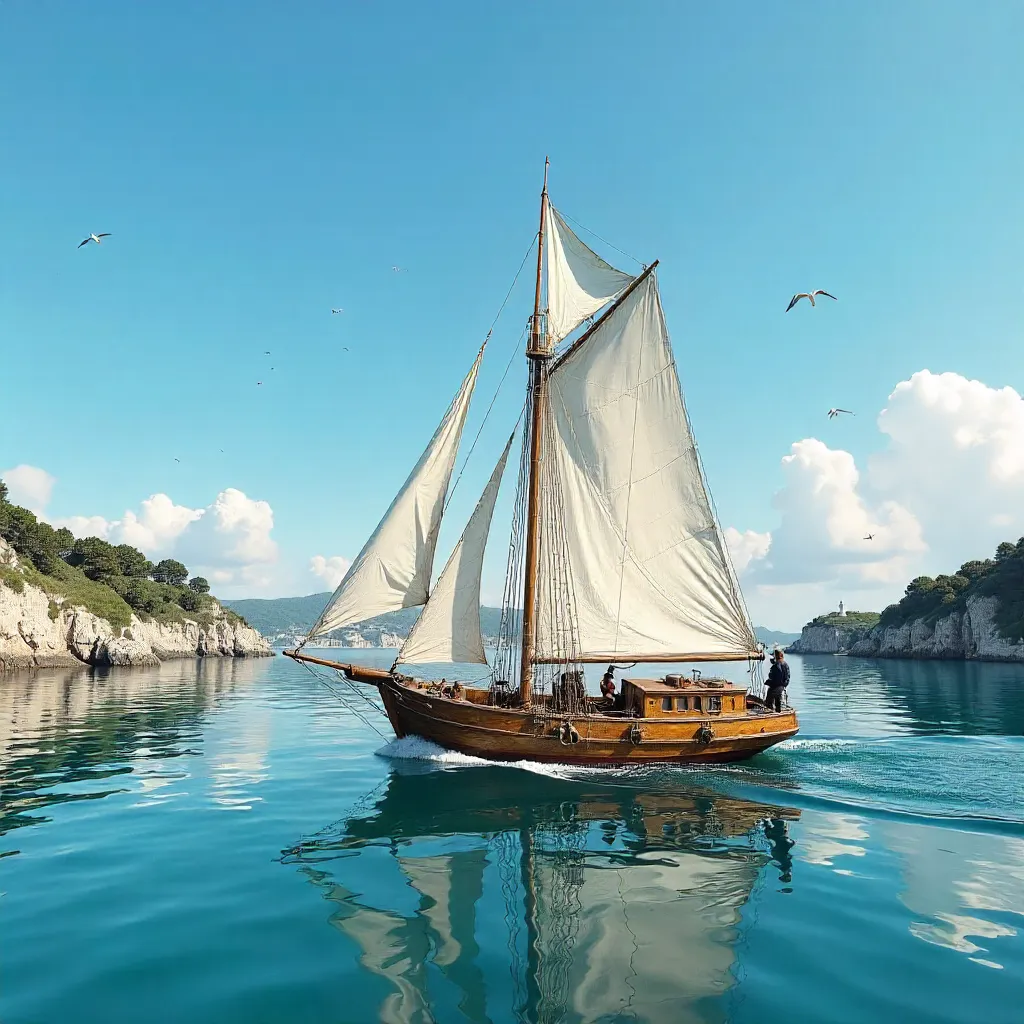 Breton Sailboat on Clear Brittany Waters