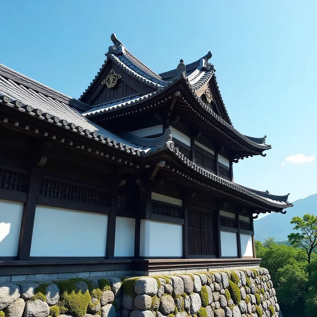 Captivating Japanese Castle Roof Under Clear Sky
