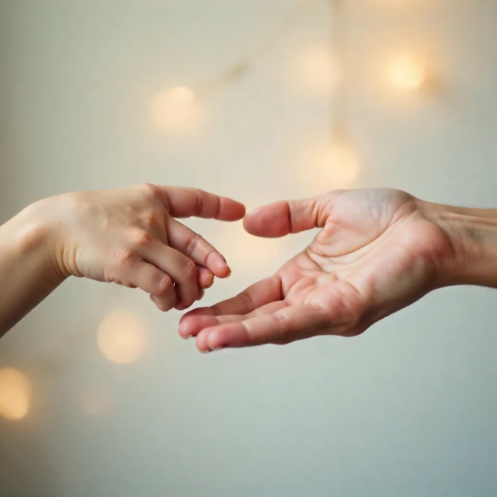 Serene Moment: Reaching Hands in Soft Blur