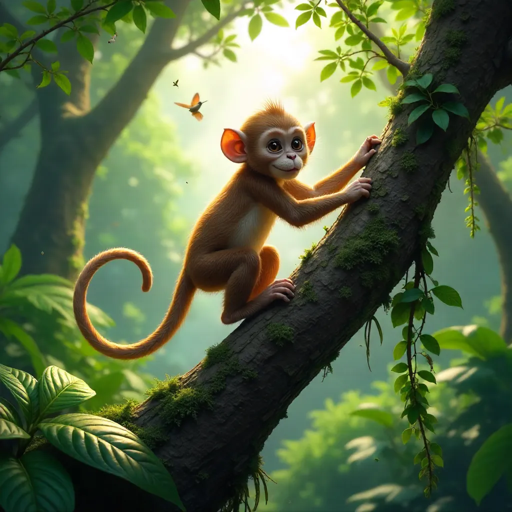 Lively Monkey on a Lush Jungle Canopy