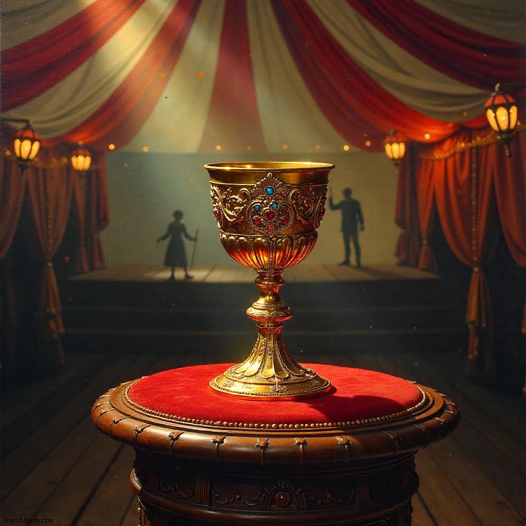 Golden Chalice in a Circus Tent – Oil Painting