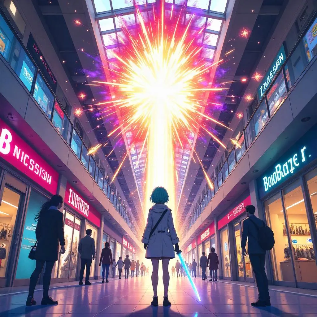 Supernova in the Neon Mall: An Anime Scene