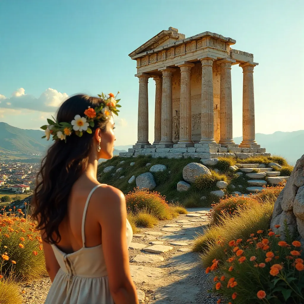 Floral Crowned Woman at Phrygian Temple, Kütahya