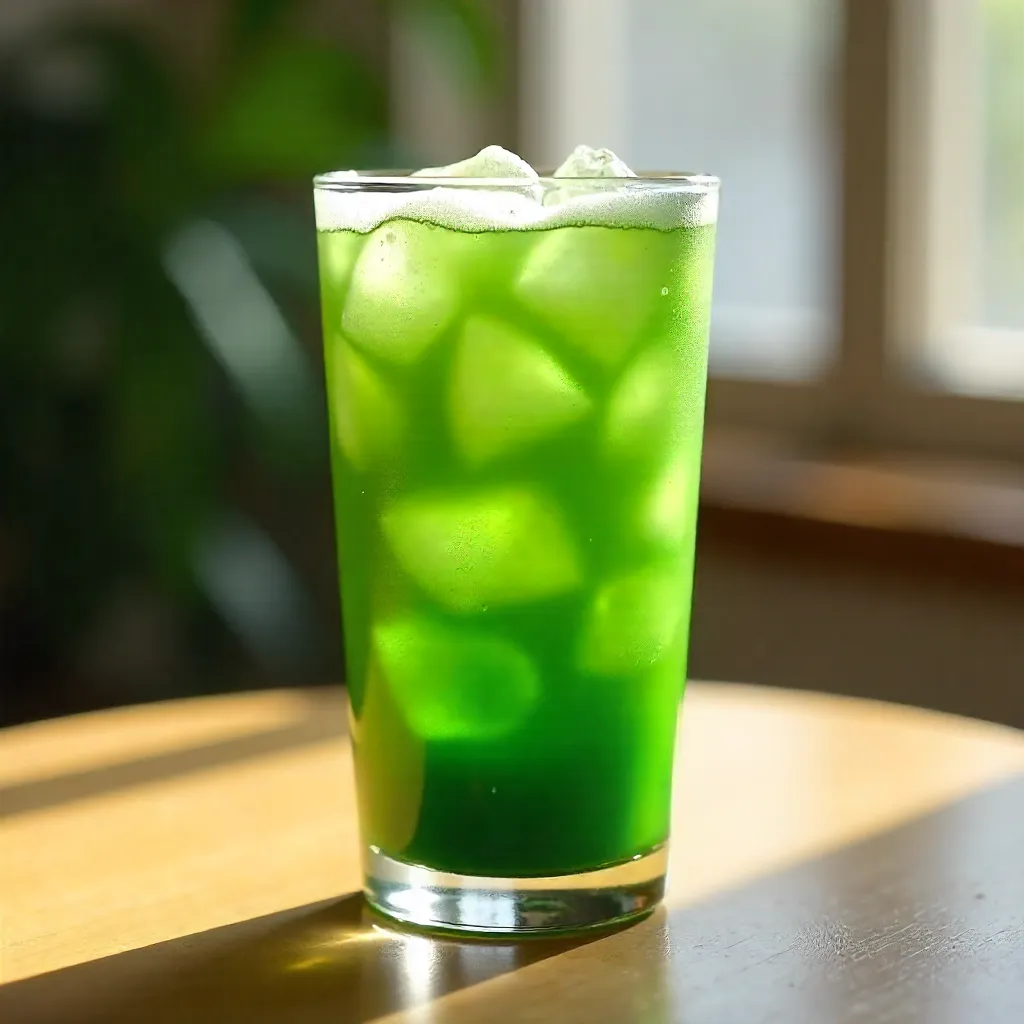 Sunlit Iced Matcha Latte in a Glass