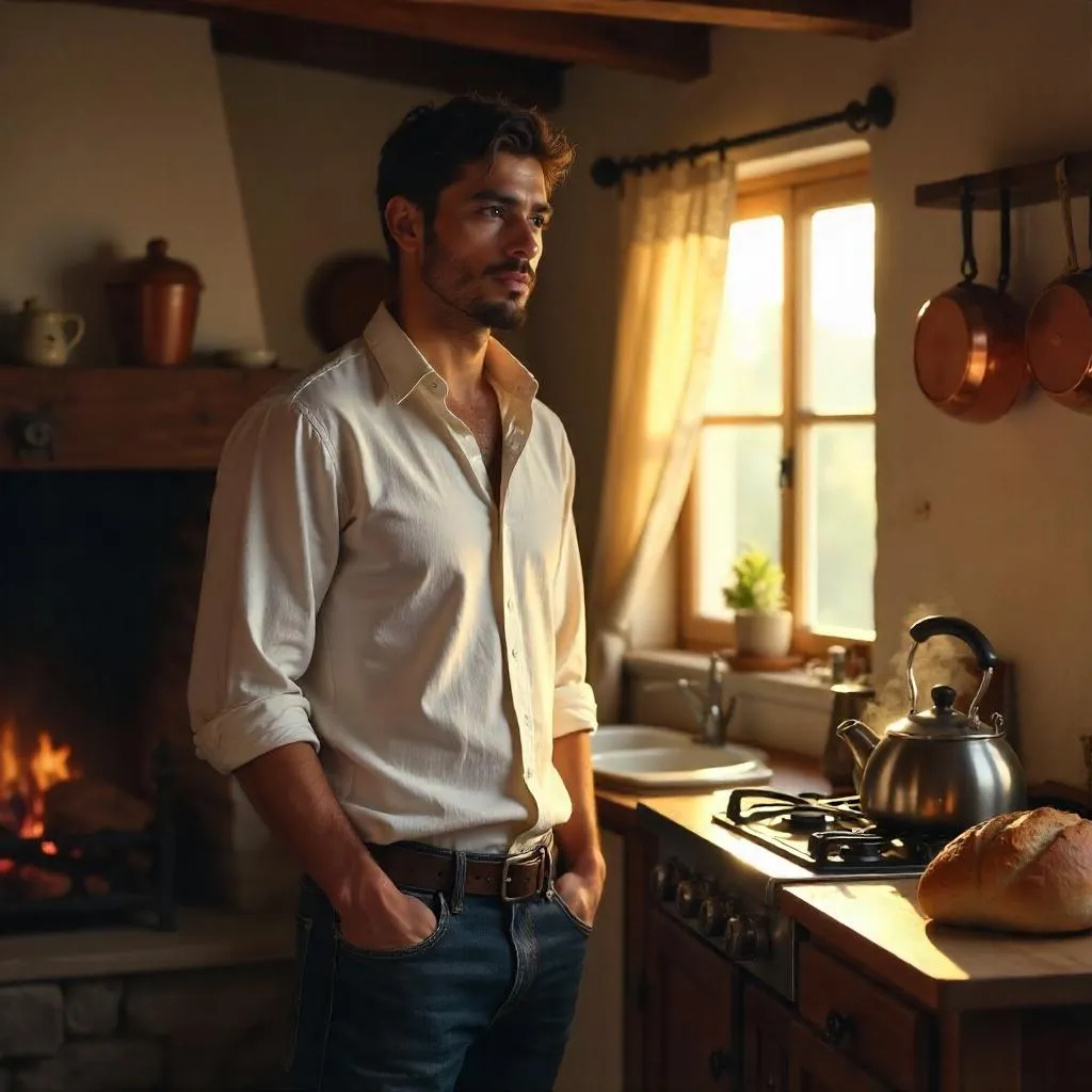 Cozy Cottage Portrait of a Young Latino Man
