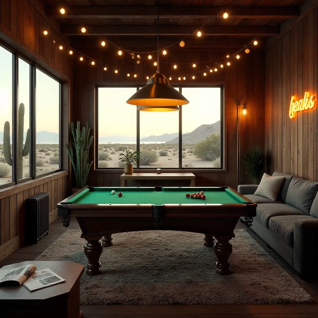 Cozy Desert Lounge with a Pool Table in Bombay Beach