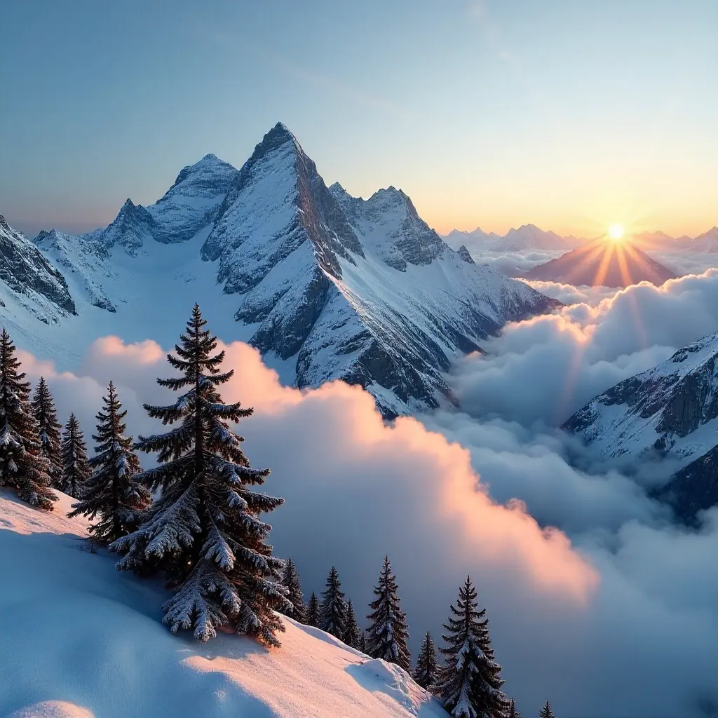 Cloud-Kissed Alpine Peaks Panorama