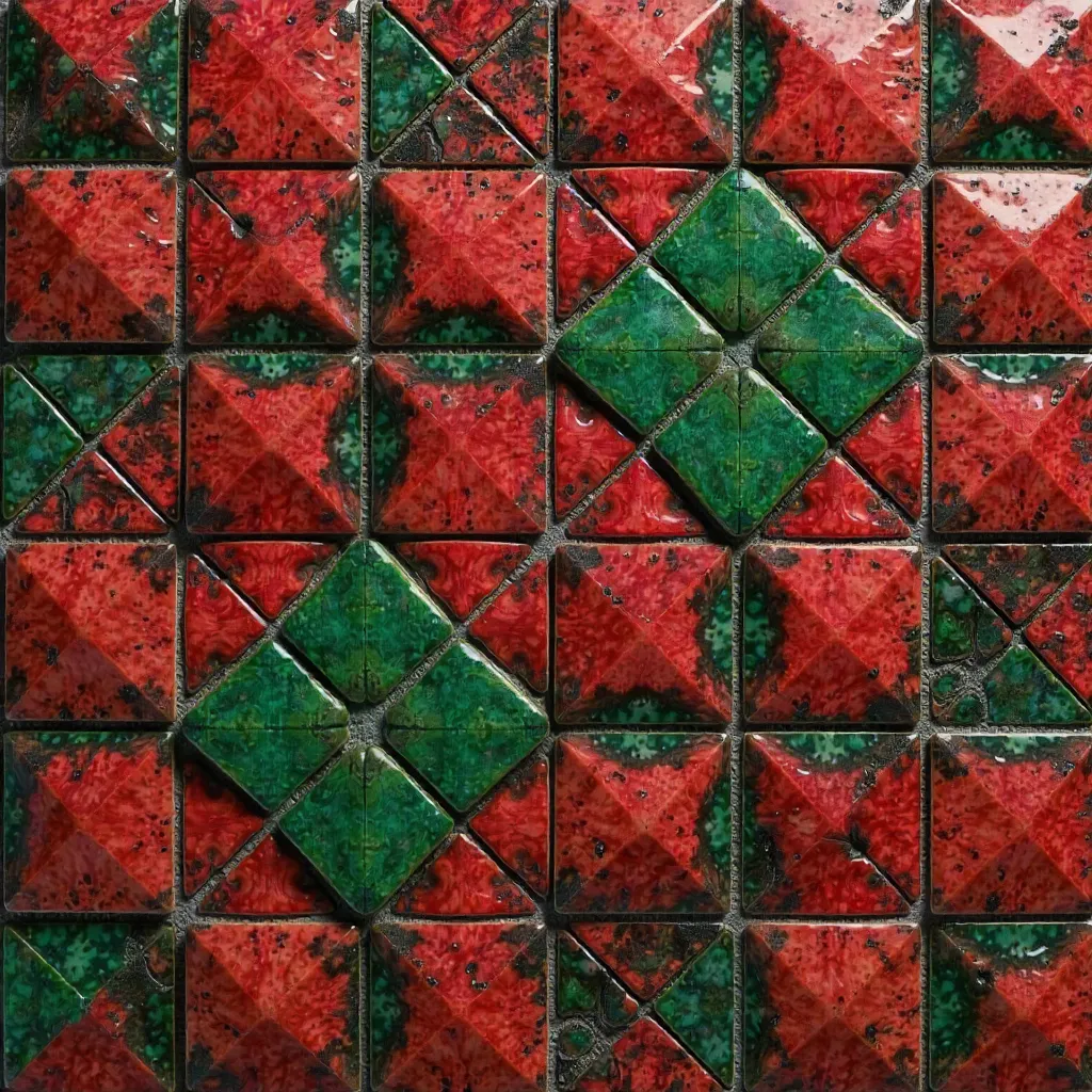 Vibrant Red-Green Mosaic for Artful Backgrounds