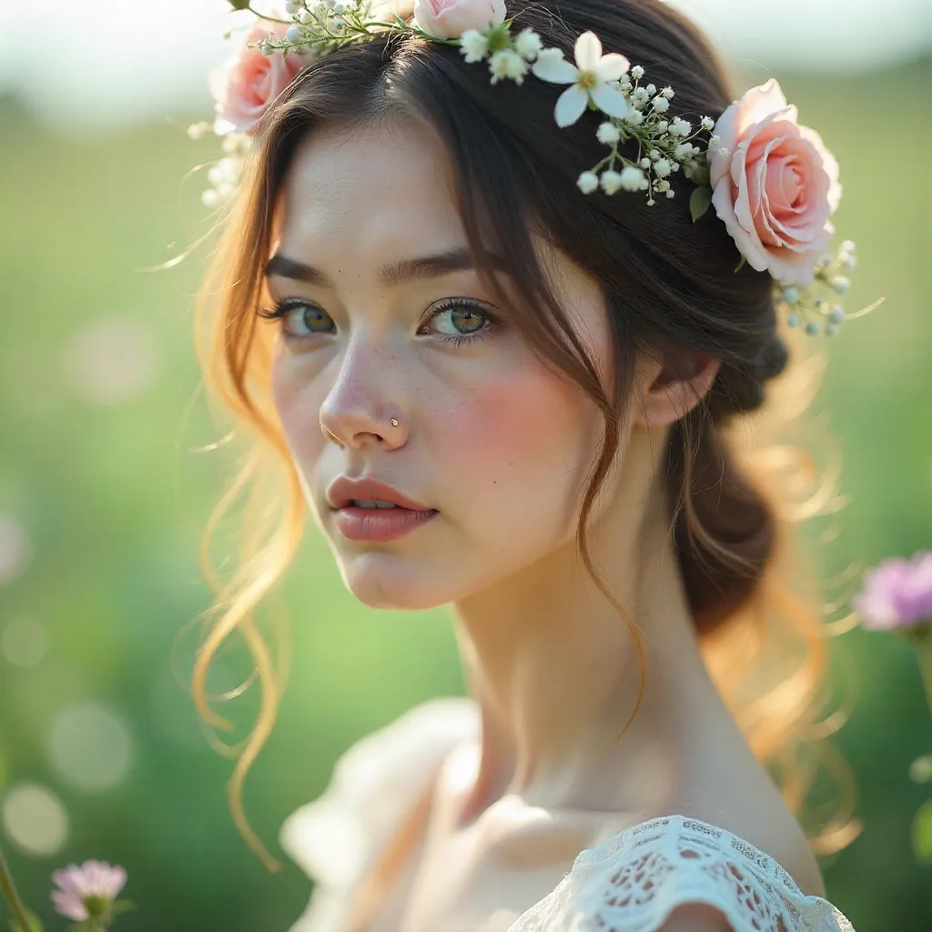 Dreamy Ethereal Portrait with a Floral Accent