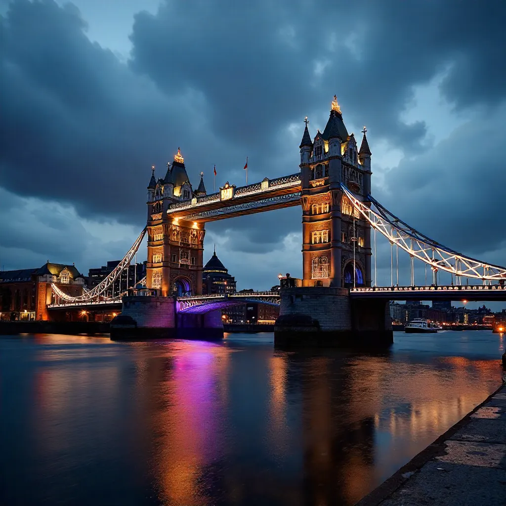 Twilight Majesty: Tower Bridge under Moody Clouds