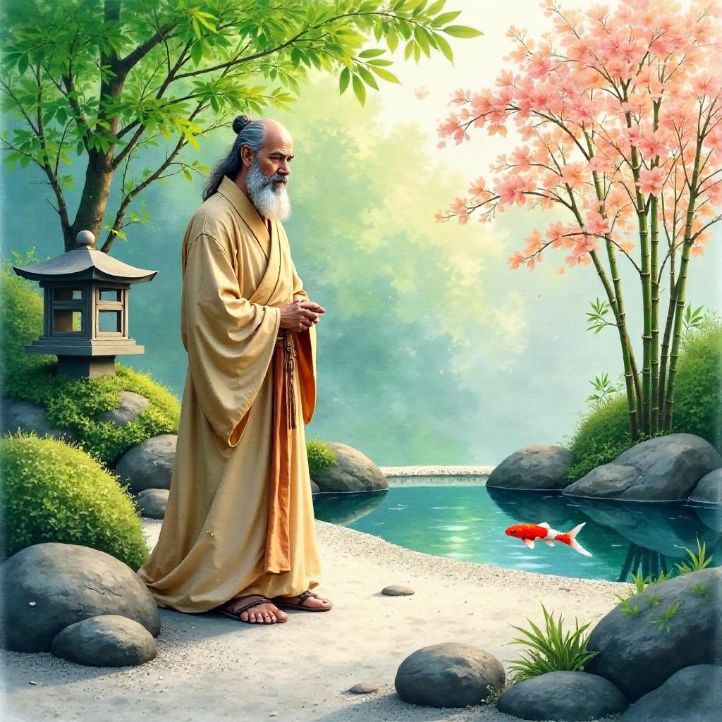 Watercolor Prophet in a Zen Garden
