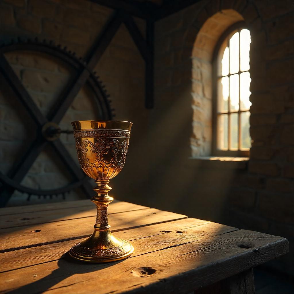 Golden Chalice in a Windmill Interior
