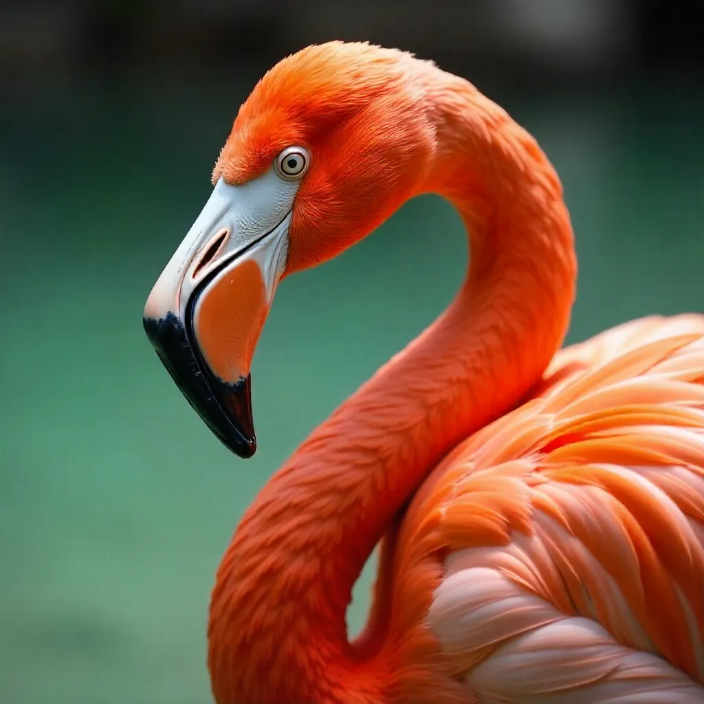 Vibrant Orange Flamingo in Serene Resting Pose — Close-Up
