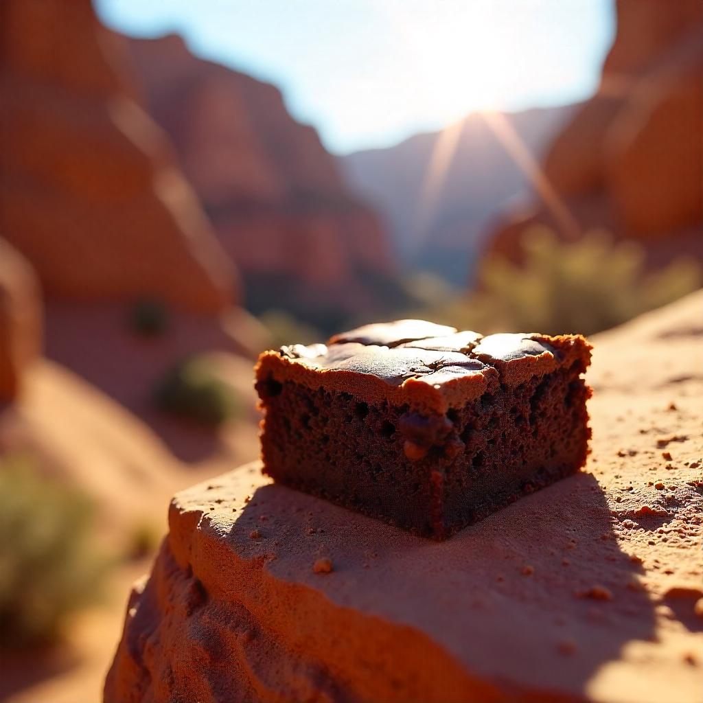Photorealistic Brownie in a Red Desert Canyon