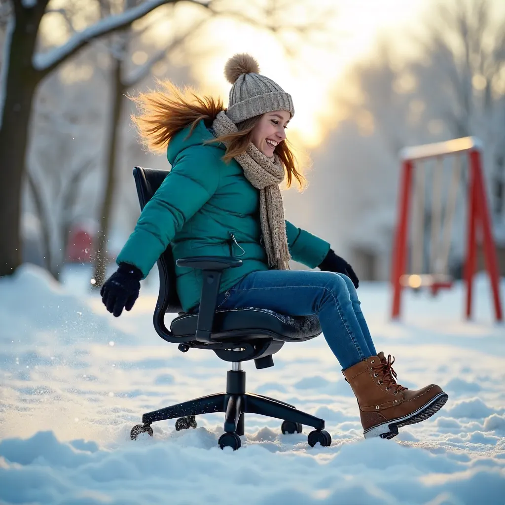 Spin in the Snow: A Playful Winter Moment
