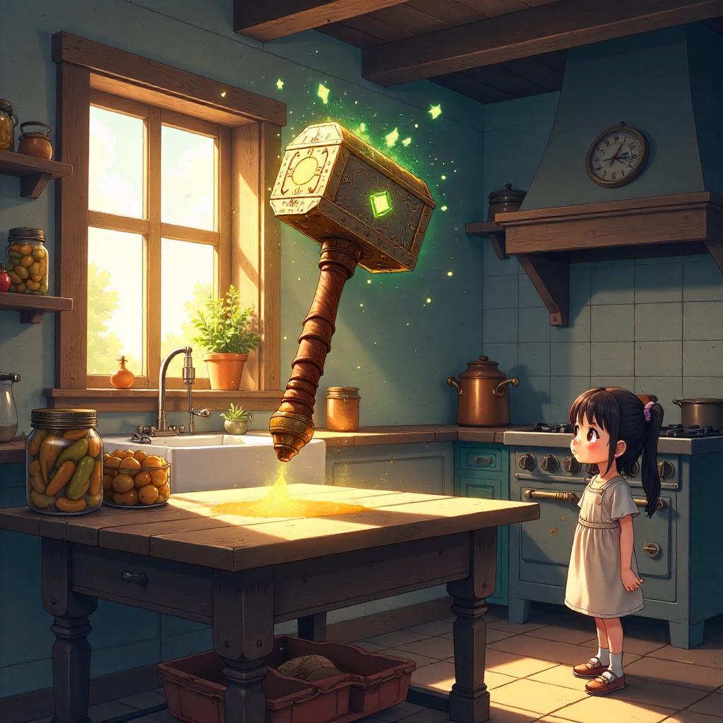 Divine Hammer in a Cozy Anime Farmhouse