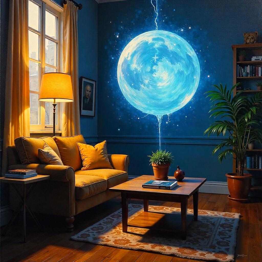 Spirit Orb in a Quiet Apartment: Oil Painting