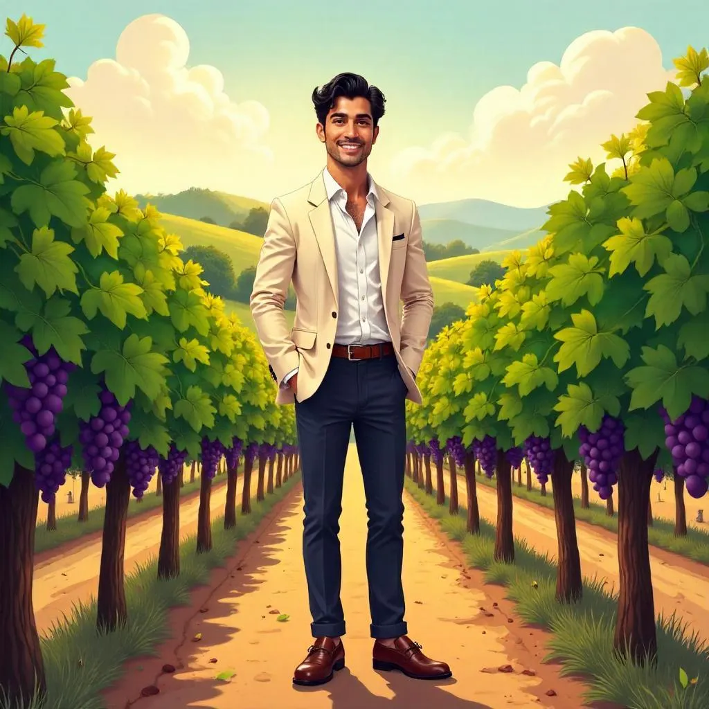 Elegant Latino Gentleman in a Golden Vineyard