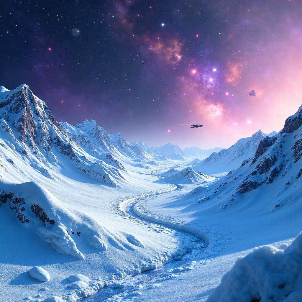 Nebula Snowscape: A Cinematic 3D Render