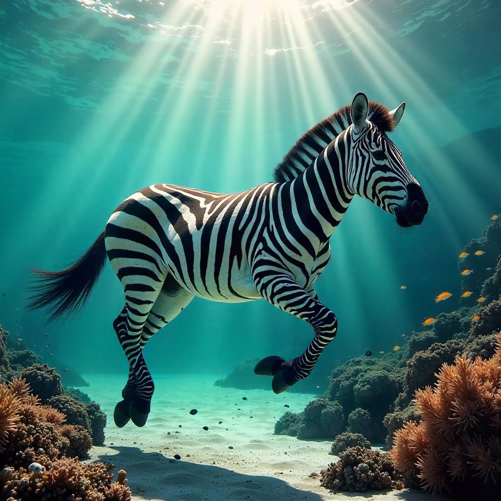 Underwater Zebra: Photorealistic Ocean Scene