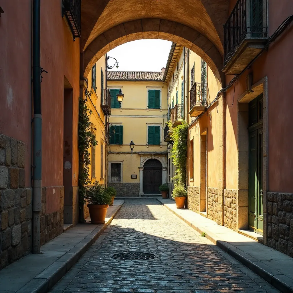 Golden Hour Alley in Savona: Historic Facades
