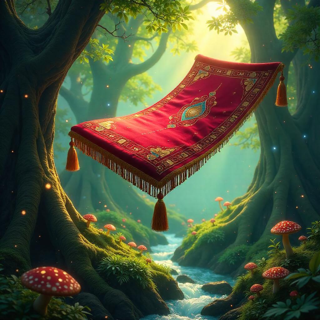Photoreal Magic Carpet Over Enchanted Grove