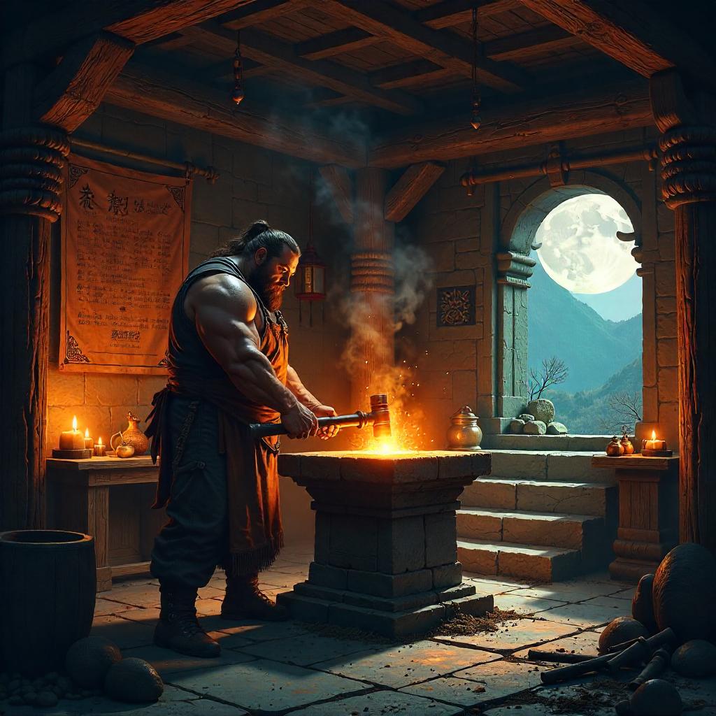 Blacksmith at a Sacred Shrine Forge